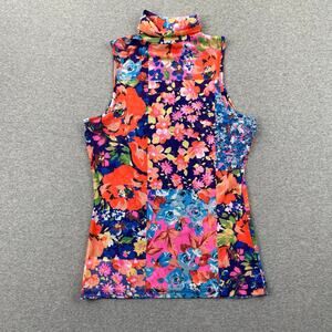 AFRM Top Womens XS Patchwork Floral Mesh Sleeveless Turtleneck Tank Stretchy